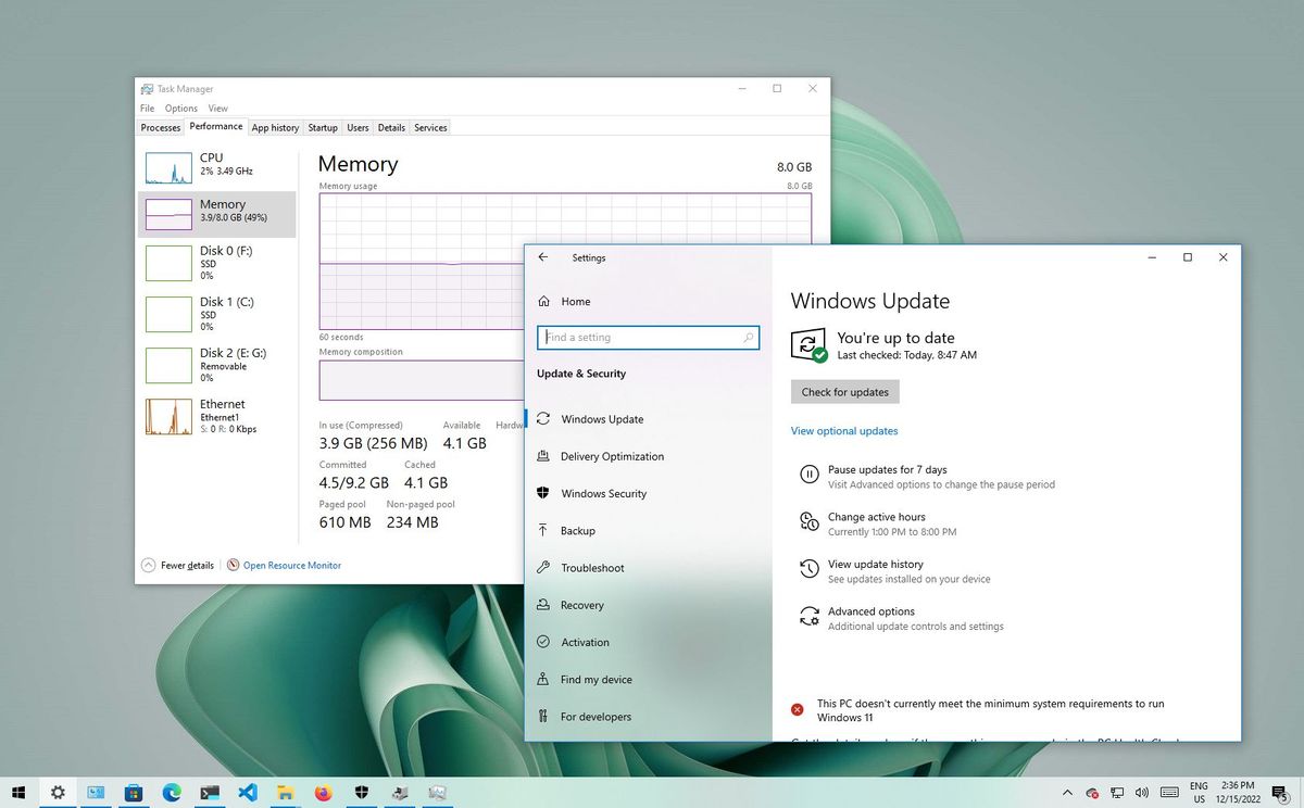 Windows settings displaying options to optimize performance